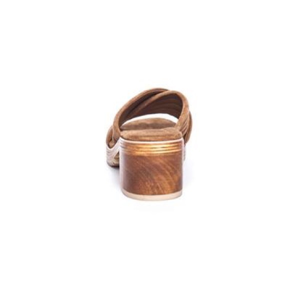 NIB Boho Crisscross Cognac Wooden Mule Clog - Picture 6 of 8